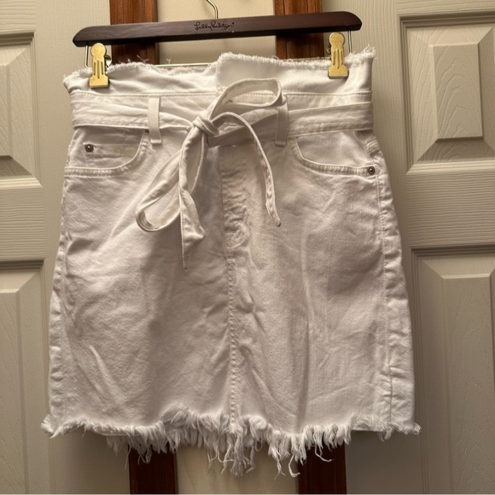 7 for all Mankind White Denim Skirt
